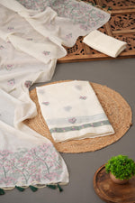 Load image into Gallery viewer, Unstitched Fairytale Green Muga Cotton Unstitched Suit Set
