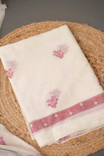 Load image into Gallery viewer, Unstitched Fairytale Maroon Muga Cotton Unstitched Suit Set

