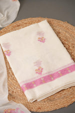 Load image into Gallery viewer, Unstitched Fairytale Pink Muga Cotton Unstitched Suit Set
