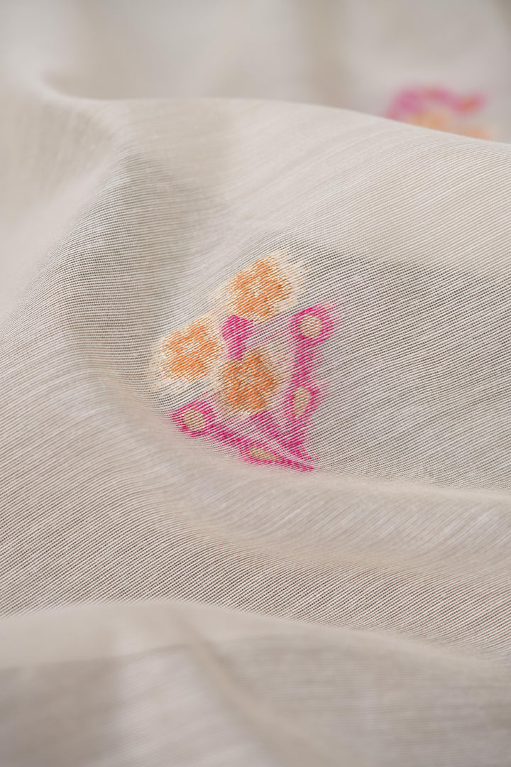 Unstitched Fairytale Pink Muga Cotton Unstitched Suit Set