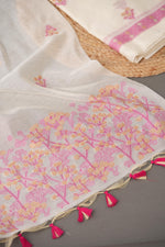 Load image into Gallery viewer, Unstitched Fairytale Pink Muga Cotton Unstitched Suit Set
