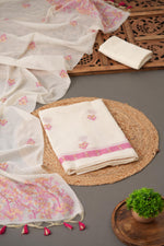 Load image into Gallery viewer, Unstitched Fairytale Pink Muga Cotton Unstitched Suit Set
