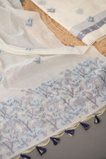 Load image into Gallery viewer, Unstitched Fairytale Sky Blue Muga Cotton Unstitched Suit Set
