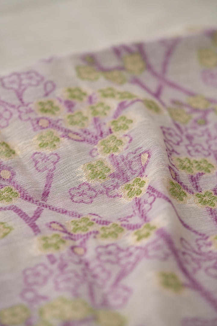 Unstitched Fairytale Wine Muga Cotton Unstitched Suit Set