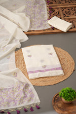 Load image into Gallery viewer, Unstitched Fairytale Wine Muga Cotton Unstitched Suit Set
