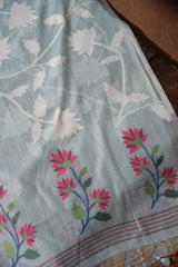 Floral Fiesta Blue Soft Cotton Unstitched Suit Set