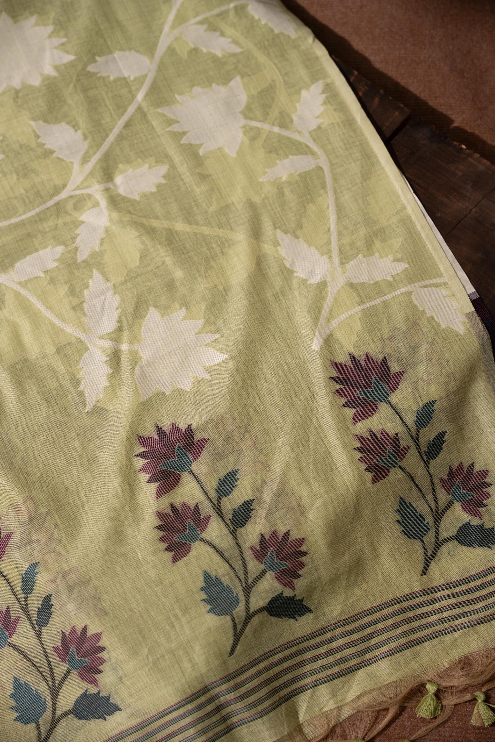 Floral Fiesta Green Soft Cotton Unstitched Suit Set