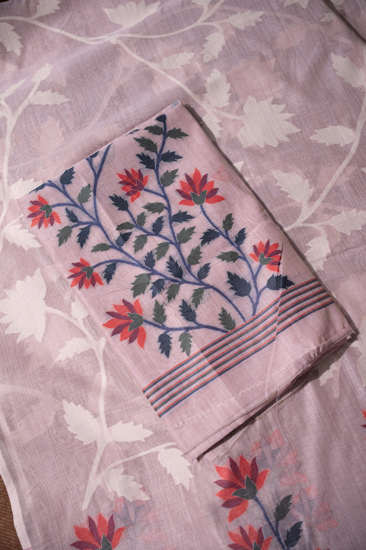 Floral Fiesta Lavender Soft Cotton Unstitched Suit Set
