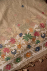 Floral Reverie Beige Soft Cotton Unstitched Suit Set