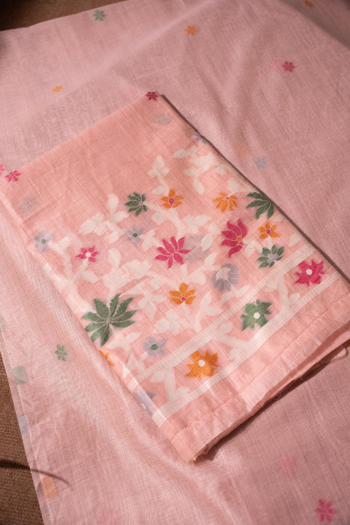 Floral Reverie Pink Soft Cotton Unstitched Suit Set