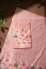 Load image into Gallery viewer, Floral Reverie Pink Soft Cotton Unstitched Suit Set
