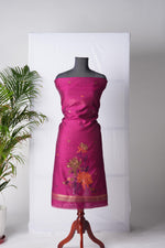 Load image into Gallery viewer, Raw Grace Rani Pink Muga Cotton Jamdani Unstitched Suit Set
