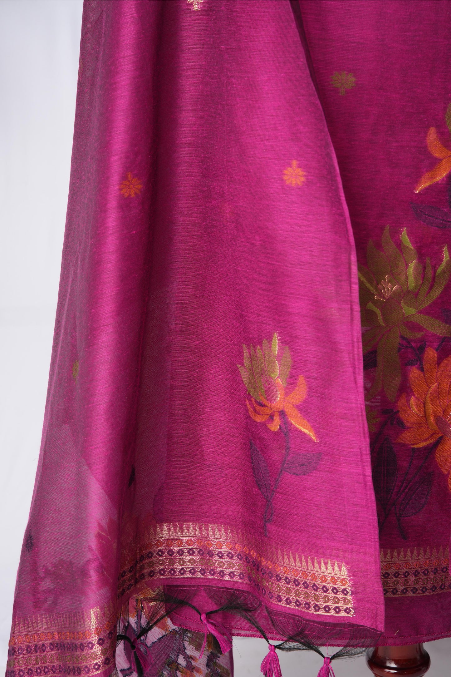 Raw Grace Rani Pink Muga Cotton Jamdani Unstitched Suit Set