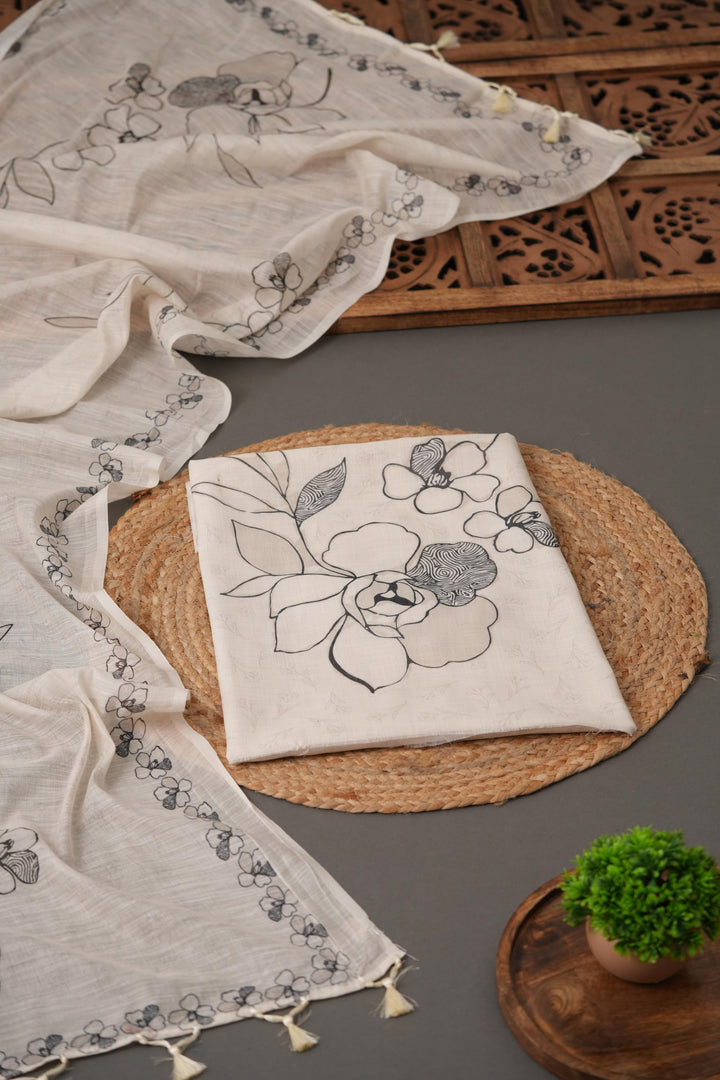 Legacy Linen Off-white Linen Unstitched Suit Set