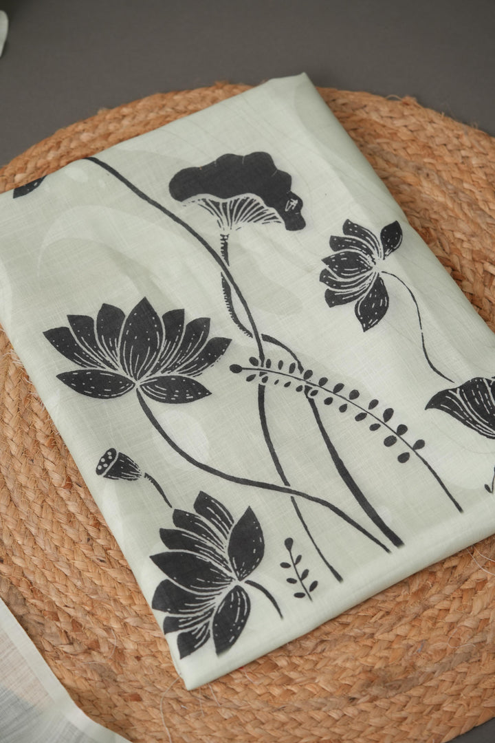 Heirloom Linen Light Green Linen Unstitched Suit Set