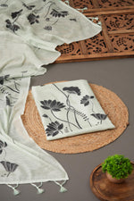 Load image into Gallery viewer, Heirloom Linen Light Green Linen Unstitched Suit Set
