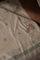 Boho Blossom Green Muga Cotton Unstitched Suit Set