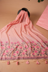 Simply Silk Pink Viscose Cotton Unstitched Suit Set