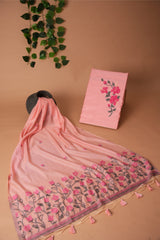 Simply Silk Pink Viscose Cotton Unstitched Suit Set