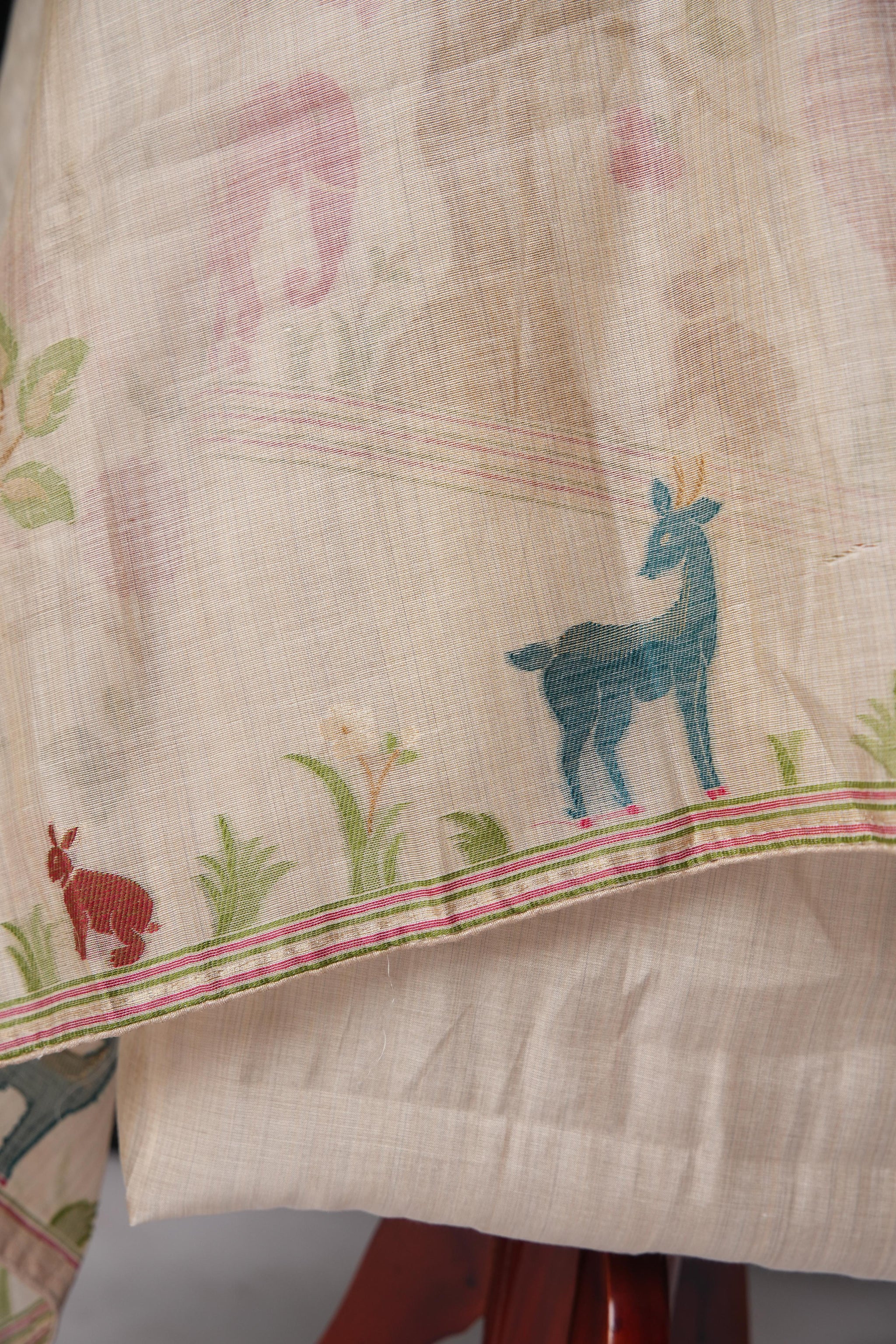 Beast & Beauty Beige Viscose Cotton Unstitched Suit Set