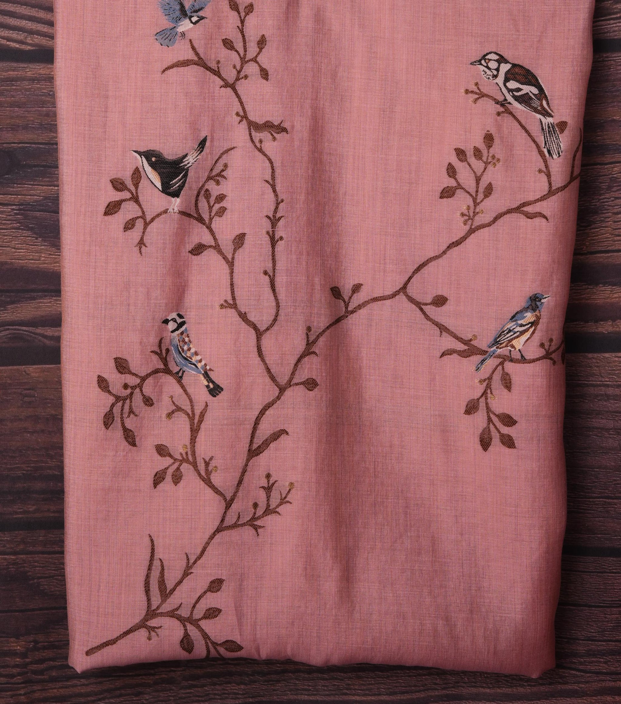 Chirp & Charm Pink Viscose Cotton Unstitched Suit Set