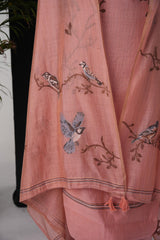 Chirp & Charm Pink Viscose Cotton Unstitched Suit Set