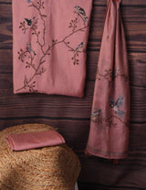 Chirp & Charm Pink Viscose Cotton Unstitched Suit Set