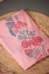 Untamed Beauty Pink Muslin Cotton Unstitched Suit Set