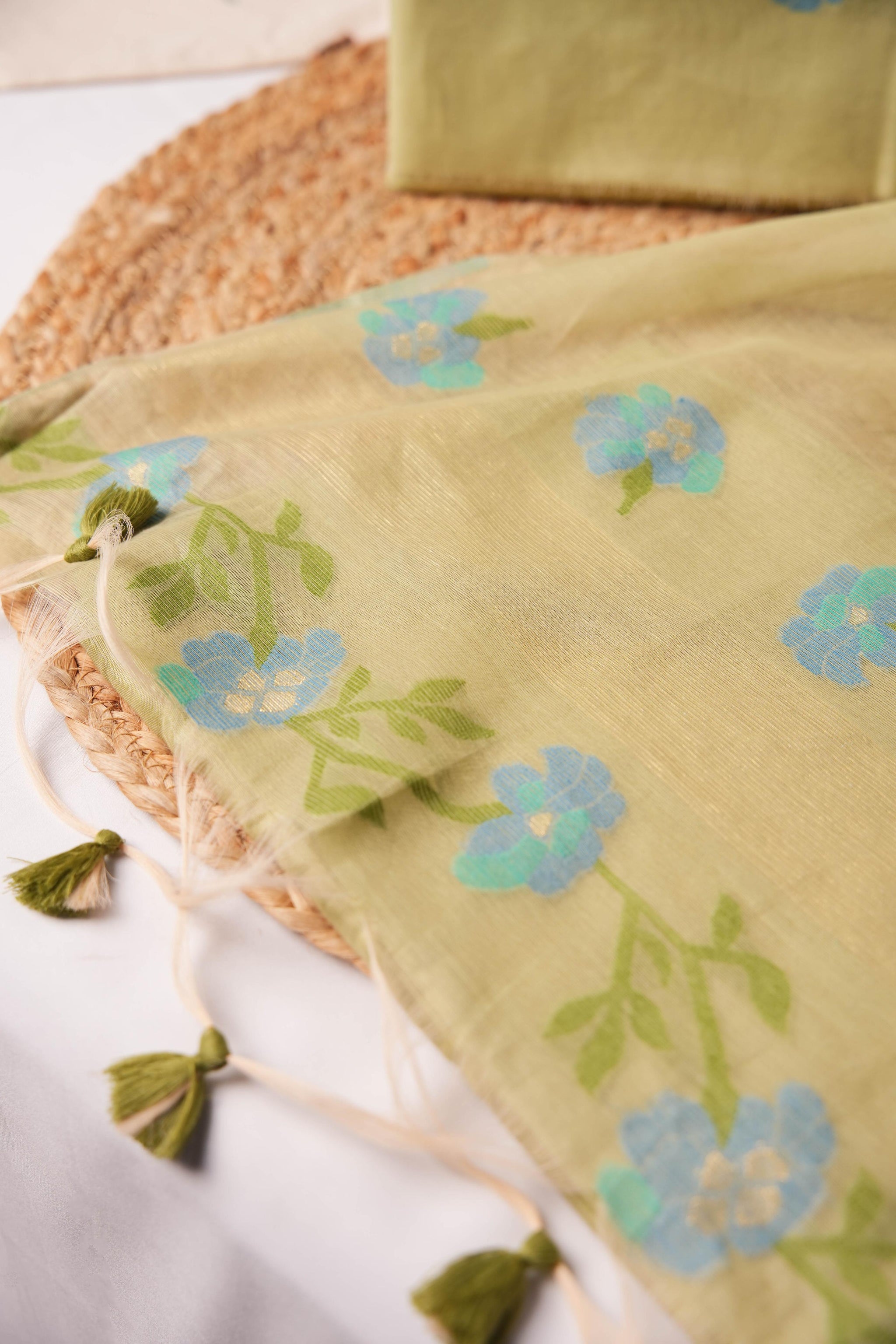 Buttercup Grace Green Viscose Cotton Unstitched Suit Set