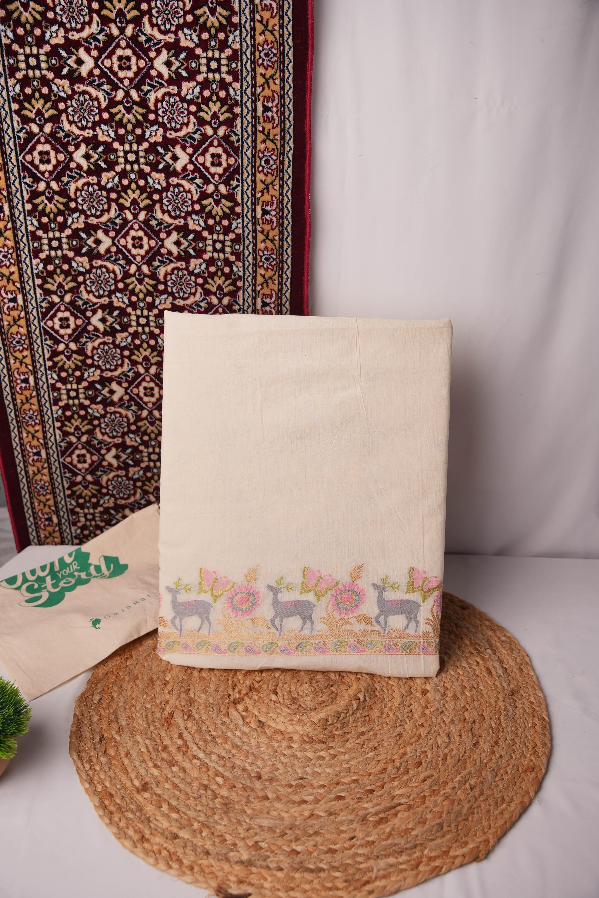 Ethereal Canvas Off-White Pure Cotton Unstitched Suit Set