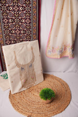 Ethereal Canvas Off-White Pure Cotton Unstitched Suit Set