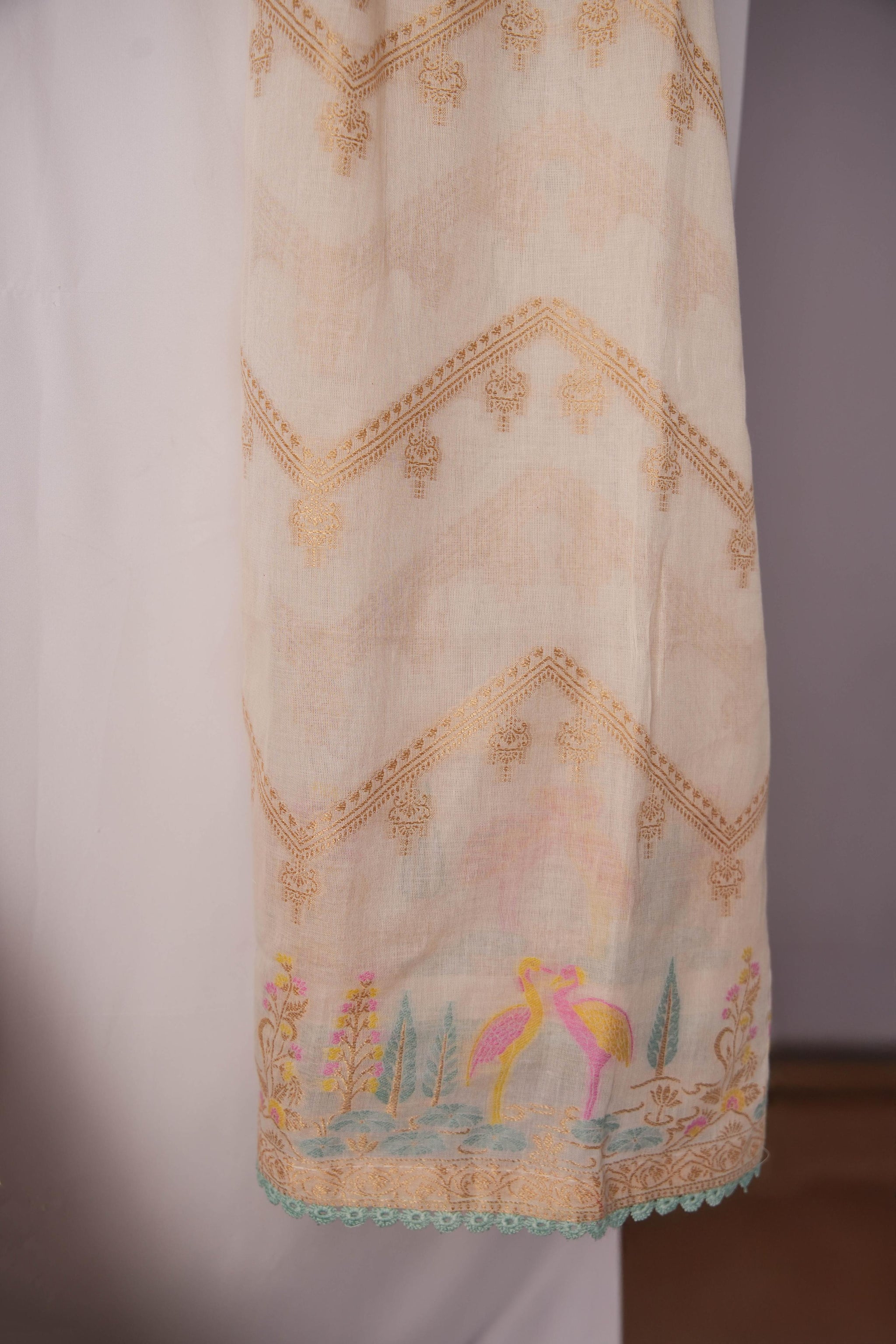 Fluid Harmony Off-White Pure Cotton Unstitched Suit Set