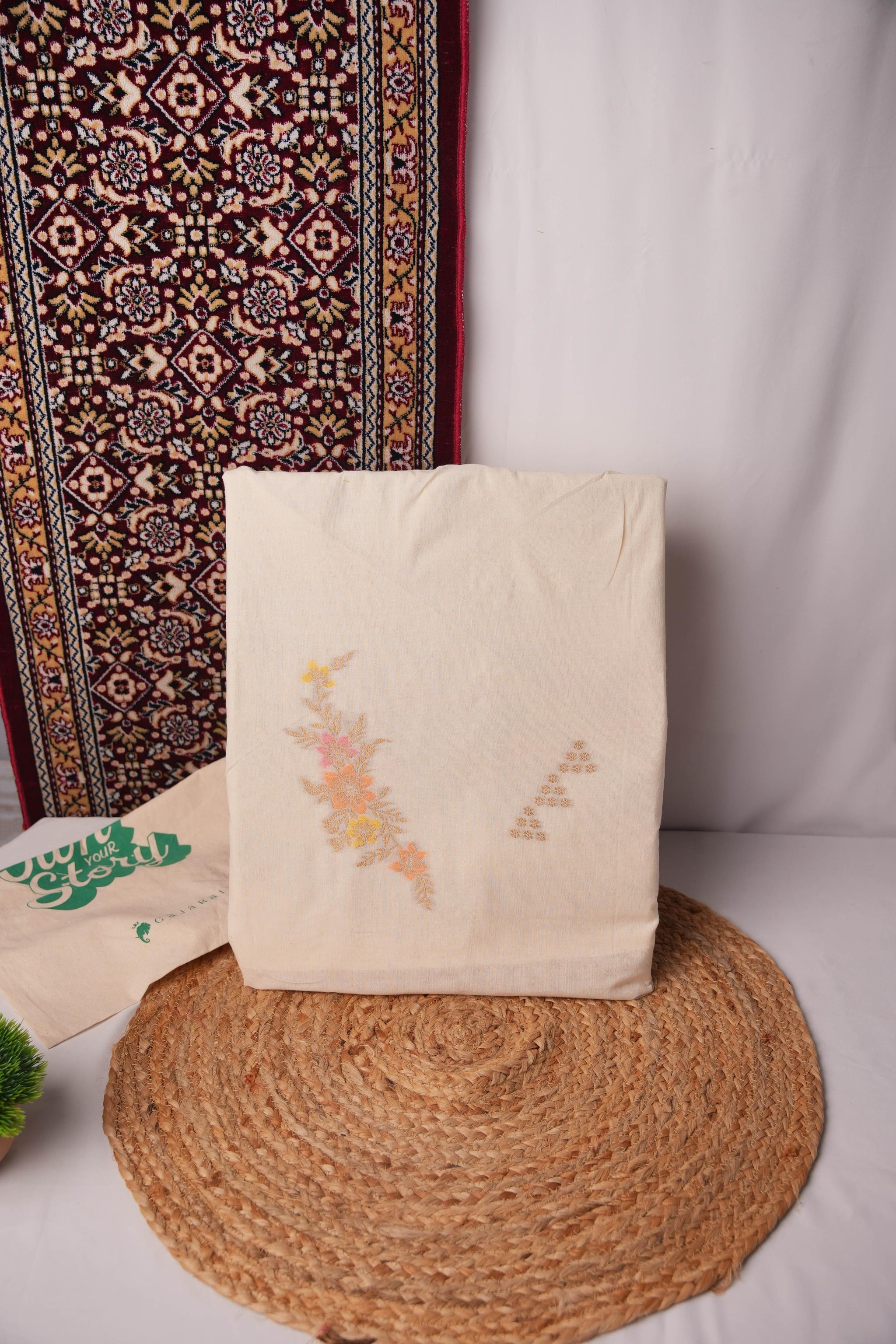 Bespoke Essence Off-White Pure Cotton Unstitched Suit Set