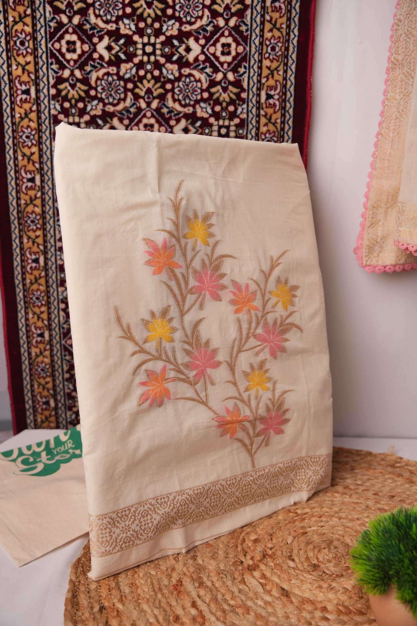 Made for You Off-White Pure Cotton Unstitched Suit Set