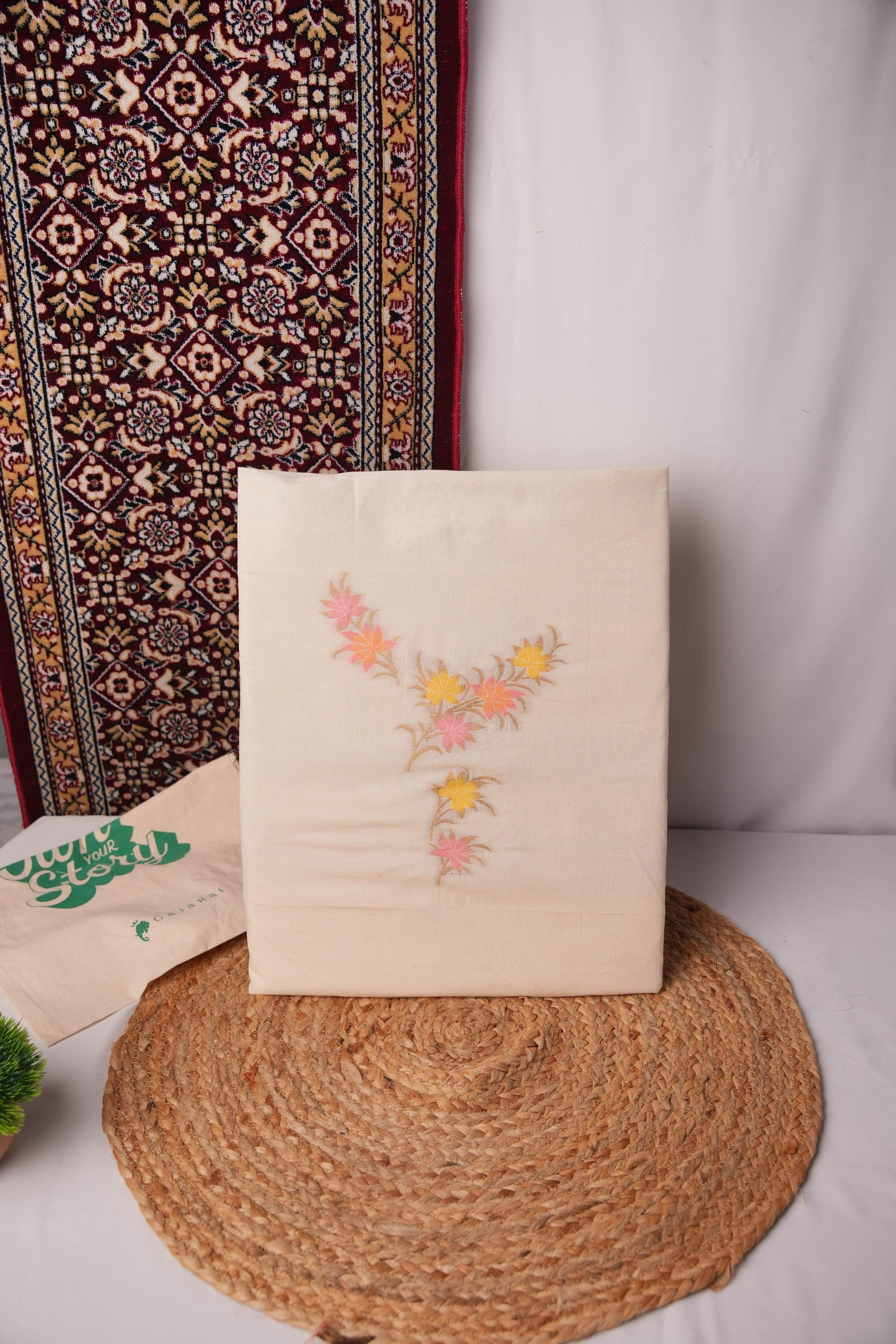 Made for You Off-White Pure Cotton Unstitched Suit Set