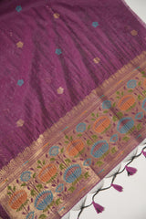 Artivra Wine Muga Cotton Unstitched Suit Set