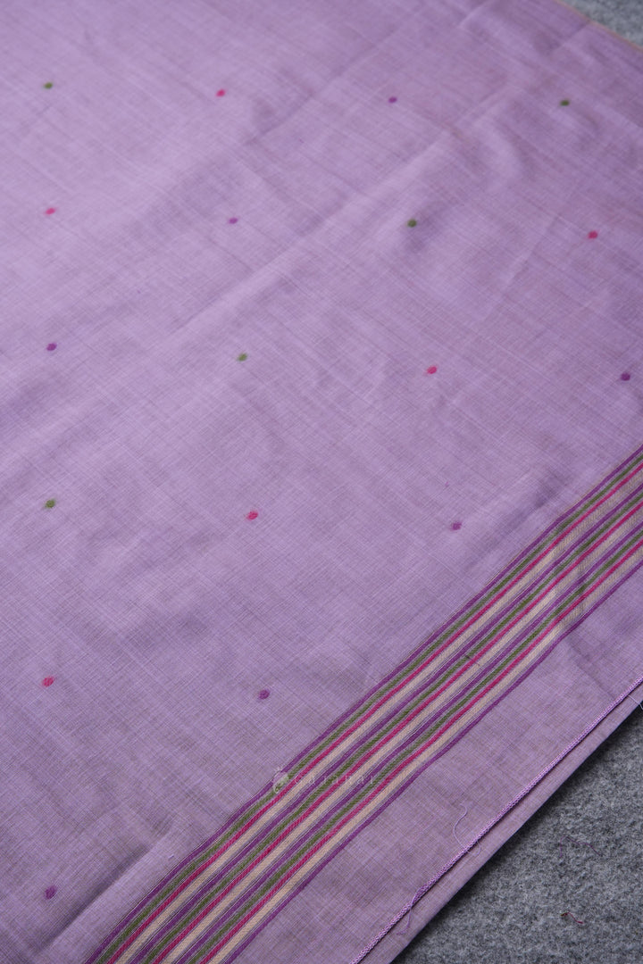 Birds of Feathers Lavender Paithani Muga Cotton Unstitched Suit Set