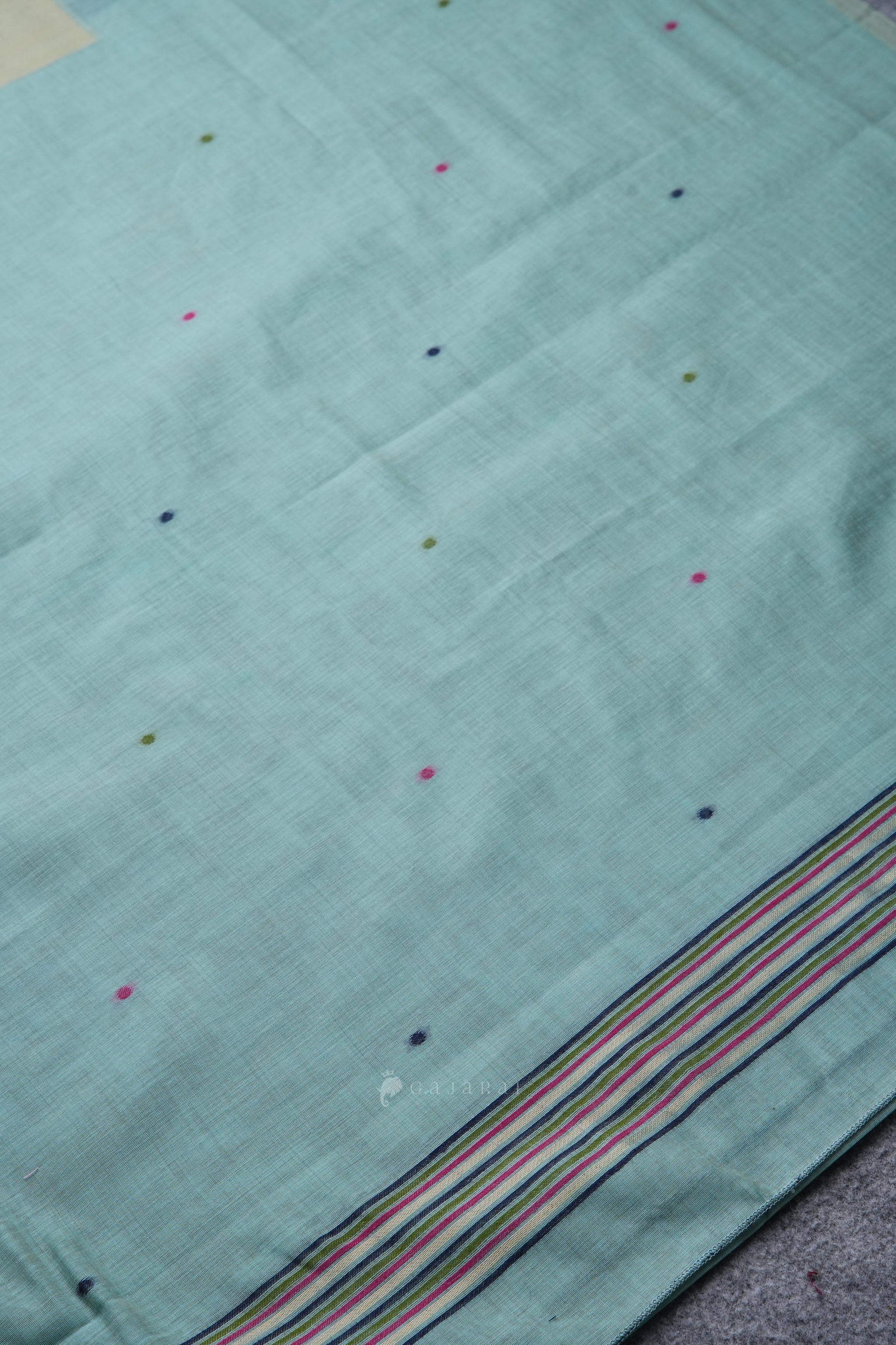 Birds of Feathers Sky Blue Paithani Muga Cotton Unstitched Suit Set