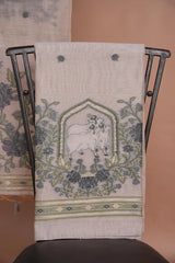 Meadow Motifs Grey Pichwai Jamdani Muga Cotton Unstitched Suit Set