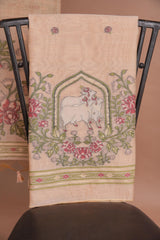 Meadow Motifs Peach Pichwai Jamdani Muga Cotton Unstitched Suit Set