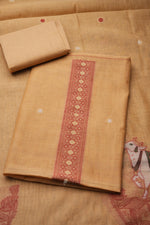 Load image into Gallery viewer, Pasture Luxe Mustard Muga Cotton Unstitched Suit Set
