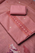 Load image into Gallery viewer, Pasture Luxe Pink Muga Cotton Unstitched Suit Set
