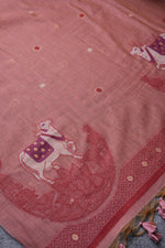 Load image into Gallery viewer, Pasture Luxe Pink Muga Cotton Unstitched Suit Set
