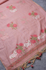 Moo & Muse Pink Muga Cotton Unstitched Suit Set
