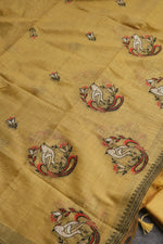 Load image into Gallery viewer, Chic Looms Yellow Muga Cotton Unstitched Suit Set
