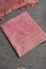 Load image into Gallery viewer, Bloom &amp; Wings Pink Muga Cotton Unstitched Suit Set