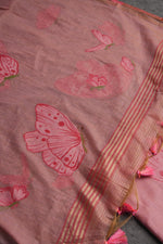 Load image into Gallery viewer, Bloom &amp; Wings Pink Muga Cotton Unstitched Suit Set