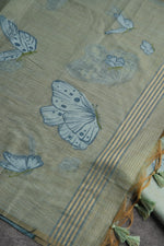 Load image into Gallery viewer, Bloom &amp; Wings Mint Green Muga Cotton Unstitched Suit Set