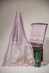 Blossom Muse Lavender Shimmer Jamdani Pichwai Unstitched Suit Set