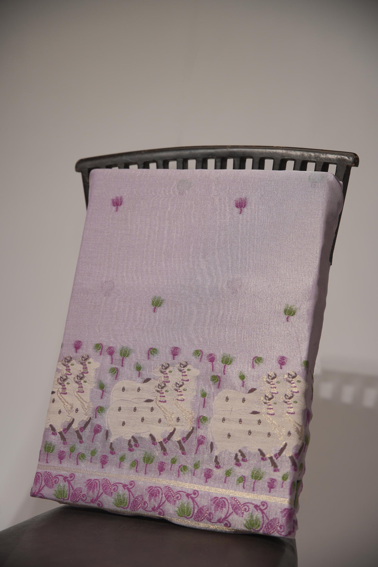 Blossom Muse Lavender Shimmer Jamdani Pichwai Unstitched Suit Set